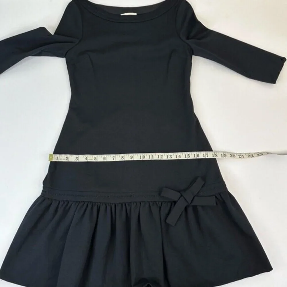 Kate Spade New York Arlen Ponte Dress Black 3/4 Sleeve Bow Drop Waist Size 2 NEW
